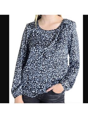 NWT BCBGeneration Leopard Bow Shoulder Blouse